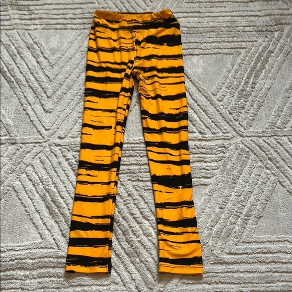 LuLaRoe Other - Kids Halloween orange and Black Striped Leggings- LULAROE